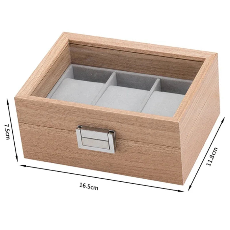 Boite Montres Bois Noyer Velours 3 Places