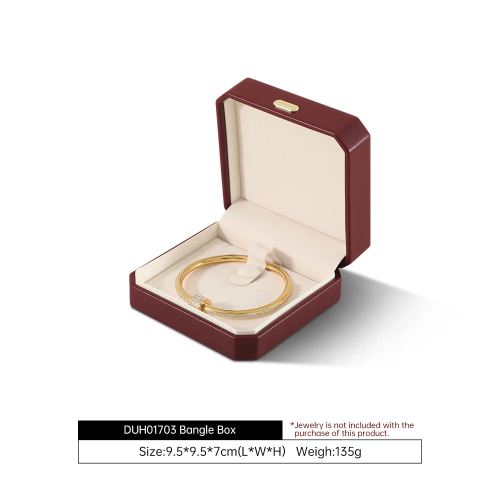 Boîte Cuir Bijoux Bague Boucle Oreille Coffret Cadeau