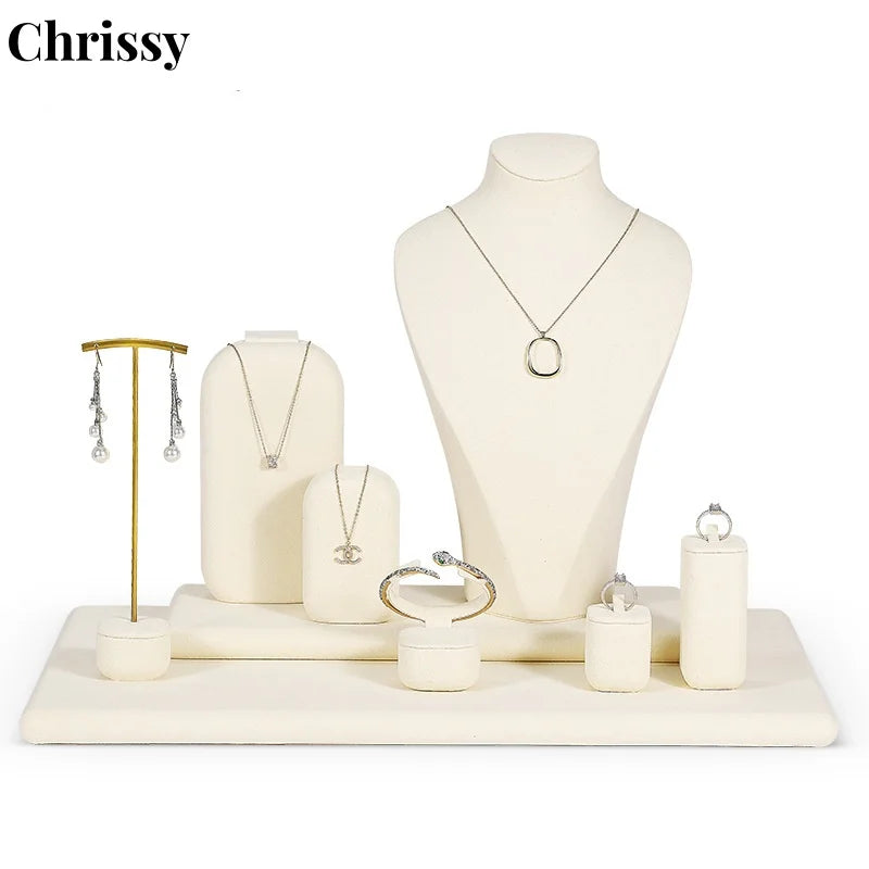 Présentoir Bijoux Daim Beige Multifonction