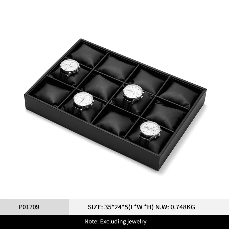 Plateau Bijoux Cuir Noir Présentoir Multifonction