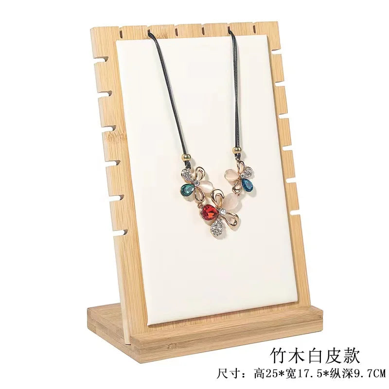 Présentoir Collier Bois Simili Cuir Plat