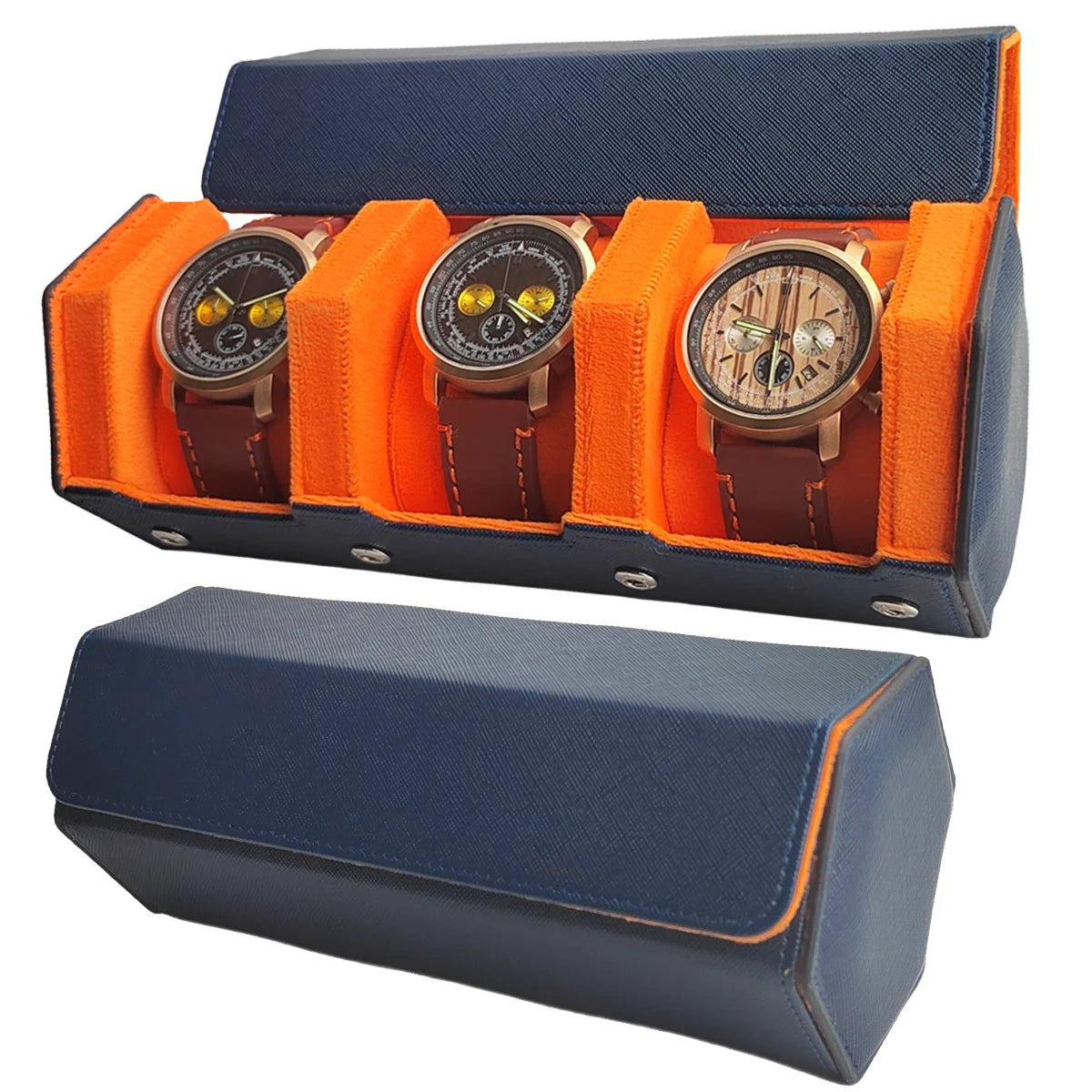 Boîte Montre Cuir Vintage Voyage Rouleau