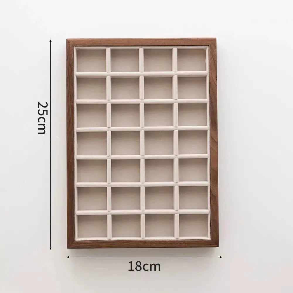 Plateau Bijoux Cuir Marron Velours Rangement