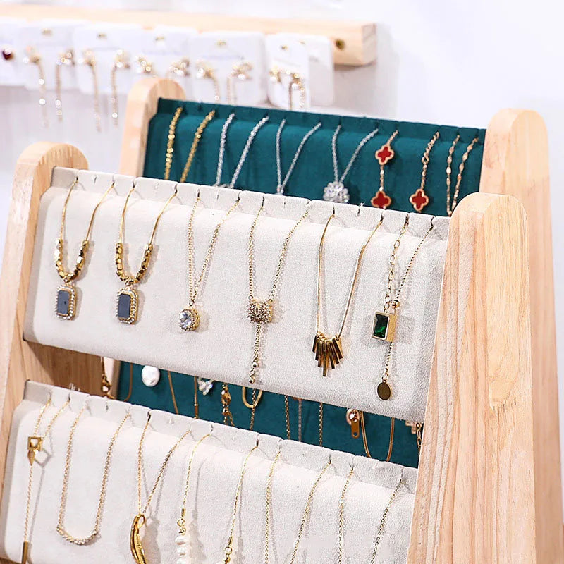Présentoir Bois 3 Couches Collier Pendentif