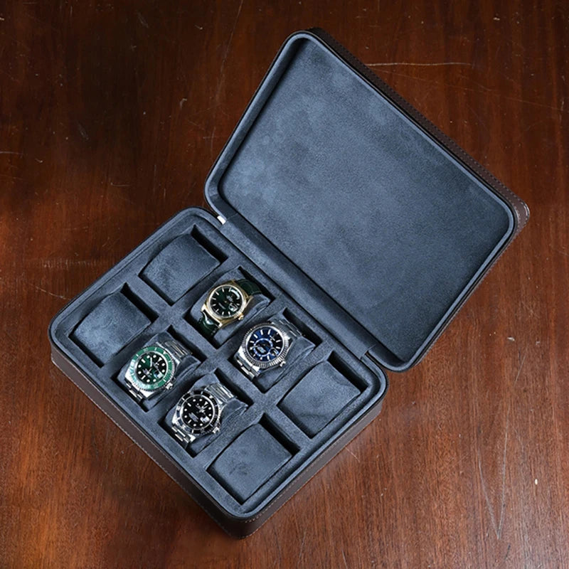 Boite Montre Cuir 8 Emplacements Voyage Pour Homme