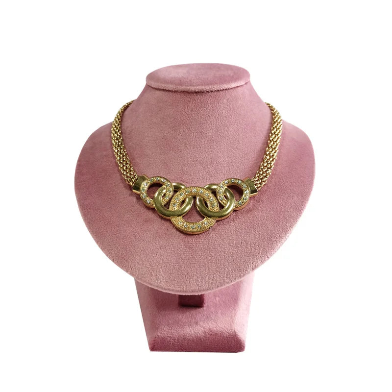Présentoir Collier Velours Ras de Cou Rose