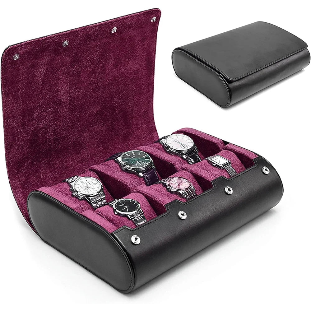 Étui Montre Cuir Voyage Rouleau 6 Emplacements