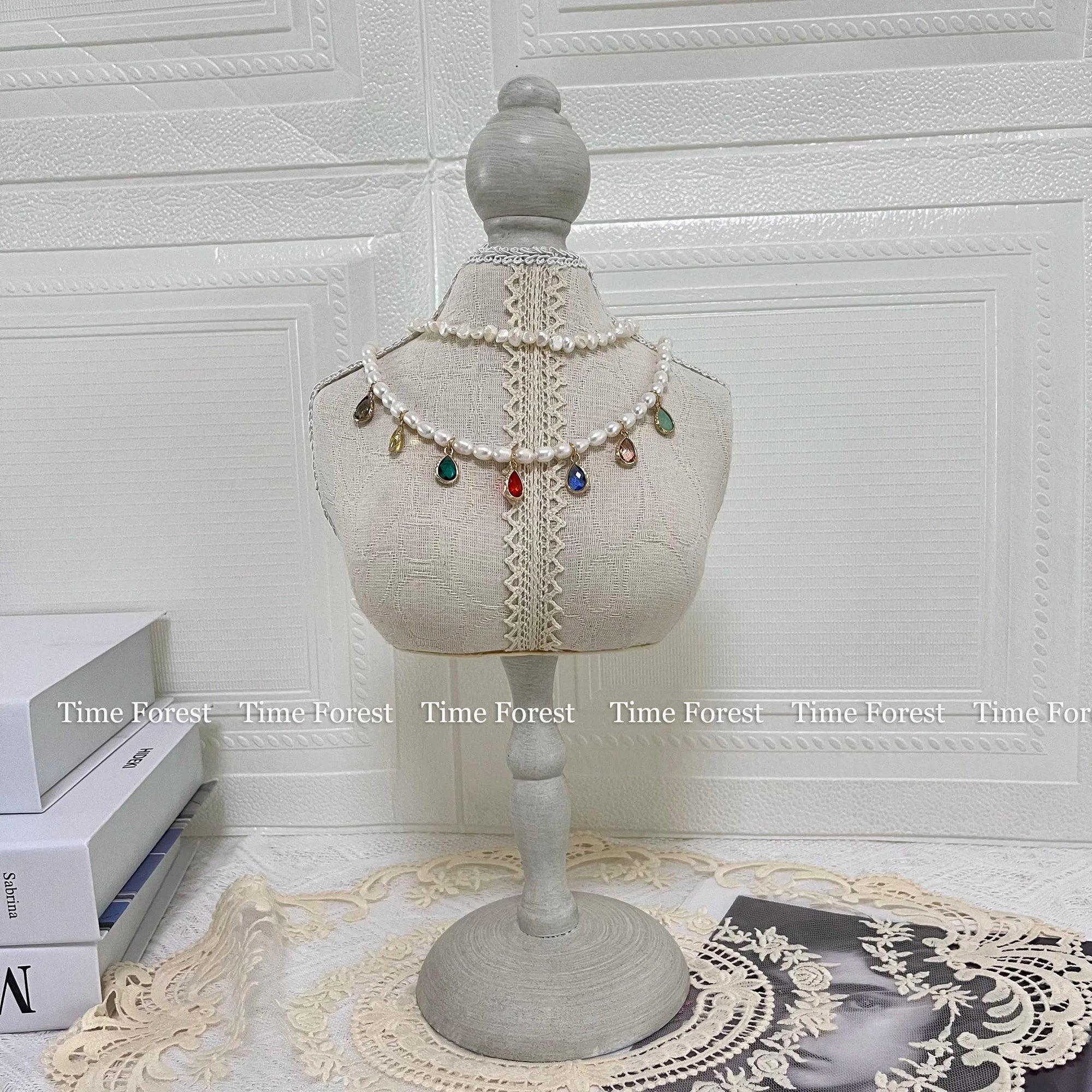 Buste Collier Mannequin Gris Vitrine Boutique