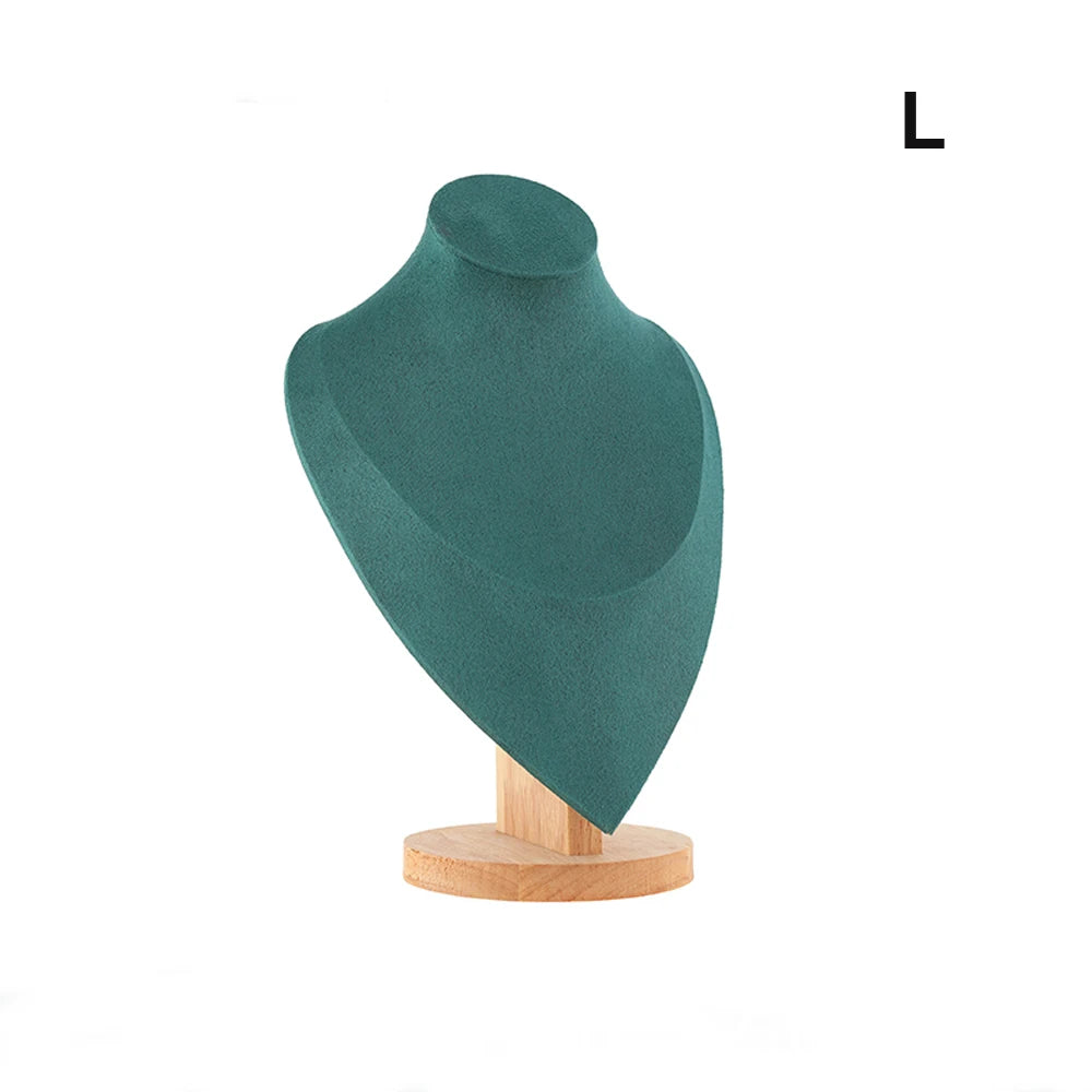 Buste Bijoux Velours Base Bois Mannequin