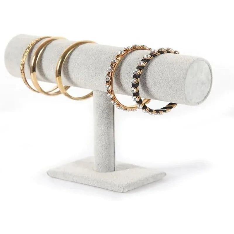 Présentoir Bracelet Velours Barre T Blanc