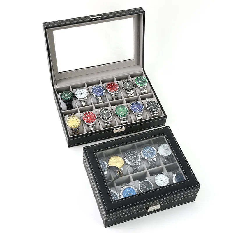 Boite Montre Cuir Verre Multi Emplacements