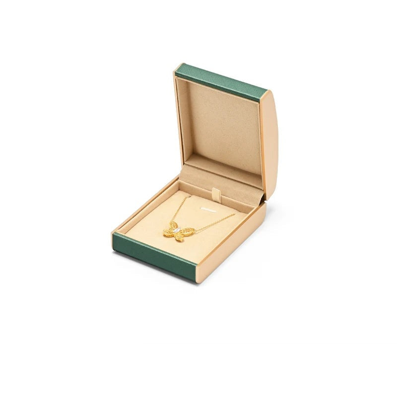 Écrin à bijoux simili cuir vert – boîte collier