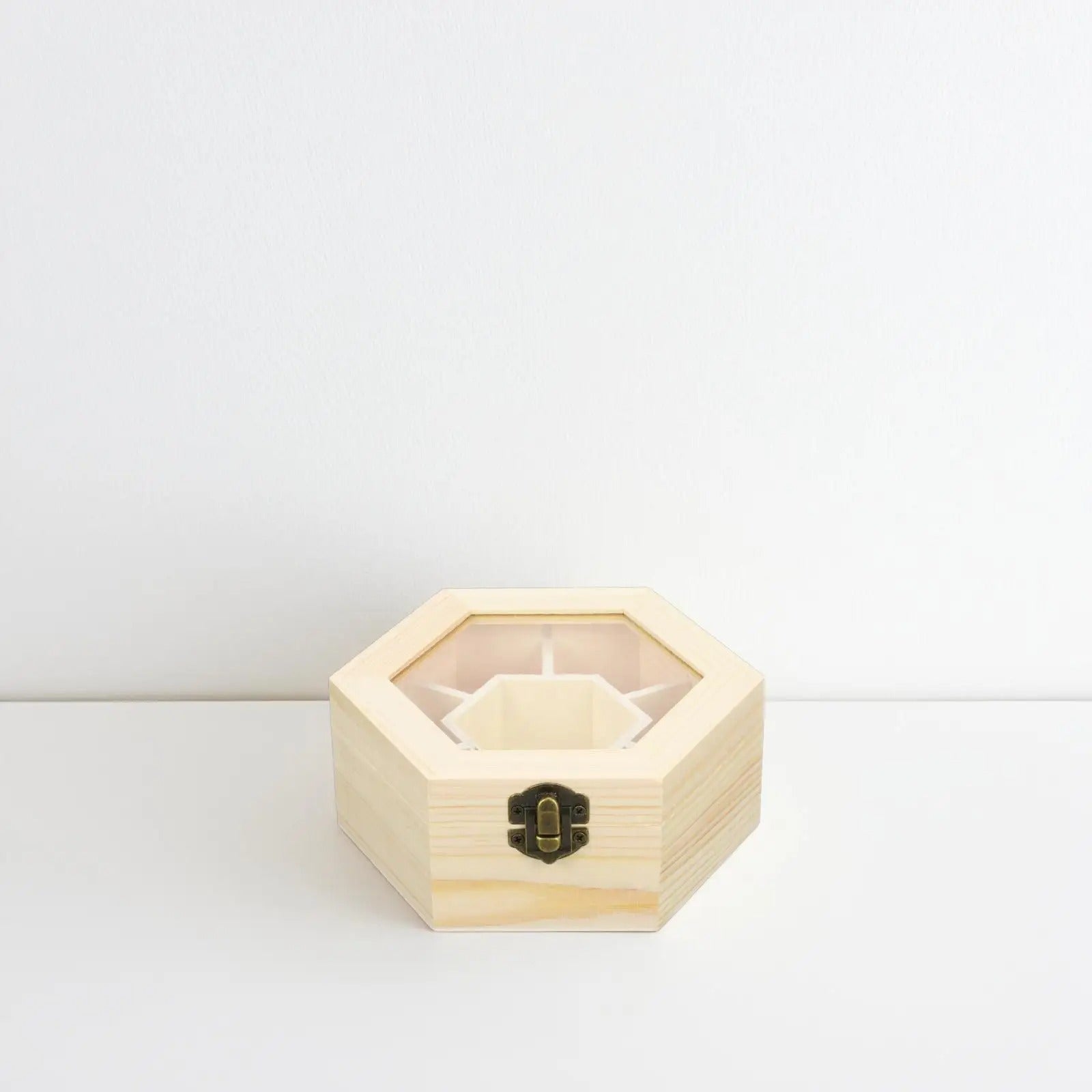 Boîte Bijoux Bois Hexagonale Compacte Compartiments
