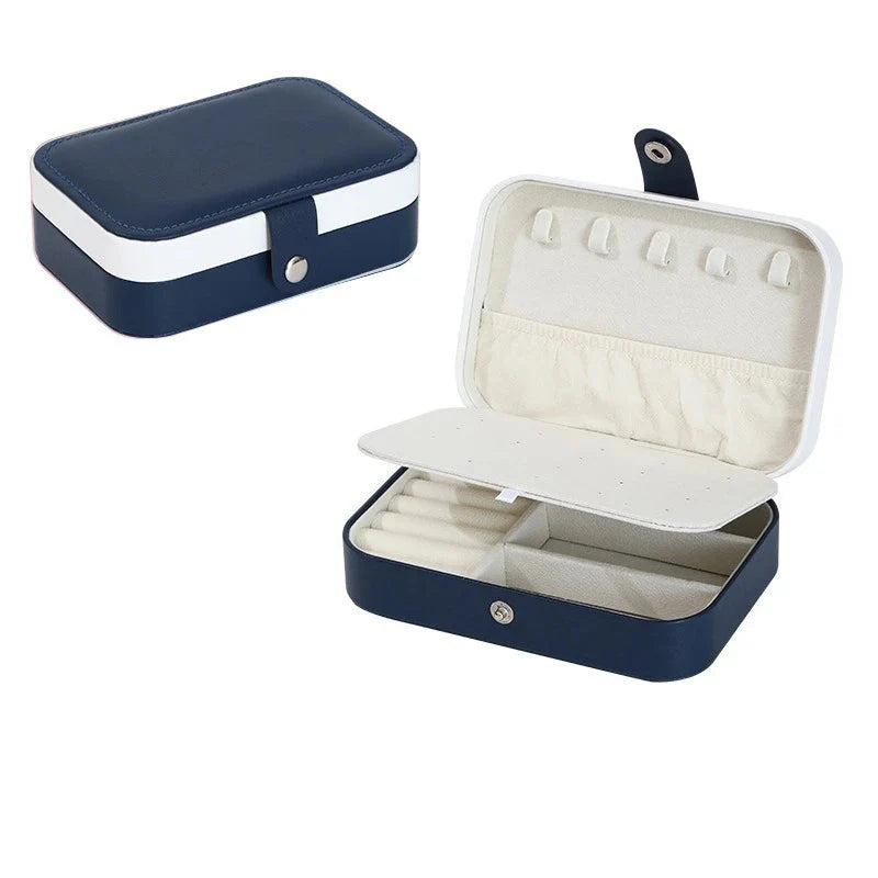 Boîte à Bijoux Cuir PU Miroir Double Étage