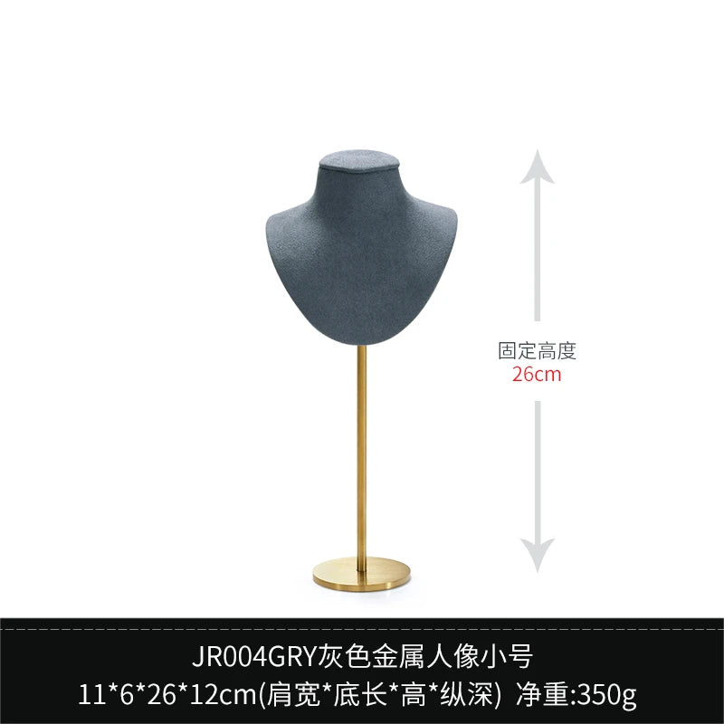 Présentoir Collier Velours Métal Doré Tige