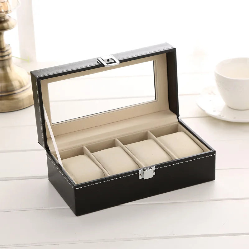 Boite Montre Cuir Verre Multi Emplacements