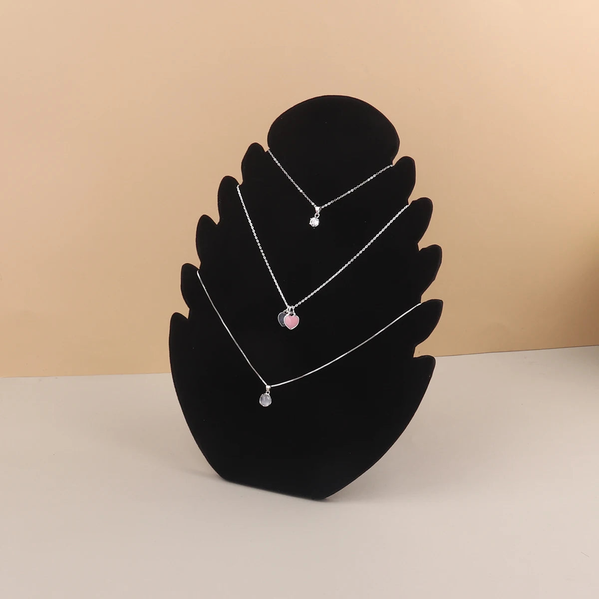 Présentoir Collier Velours Feuille Plat