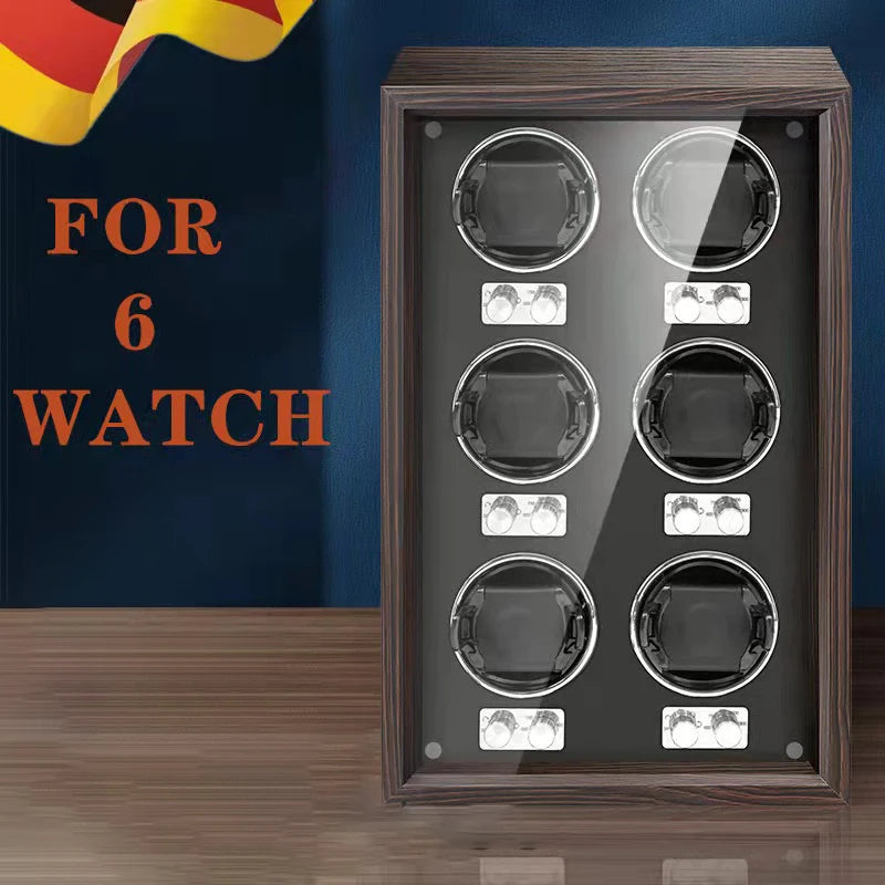 Coffre Fort Montre Bois Rotatif Remontoir 6 Emplacements