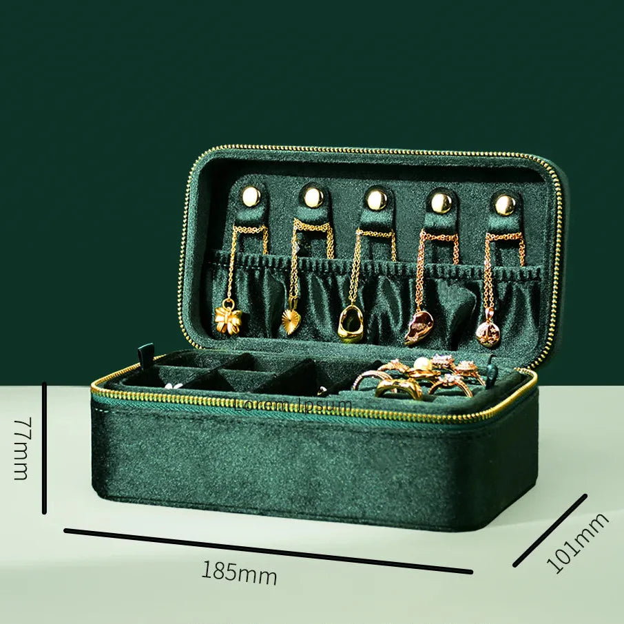 Boîte à Bijoux Velours Double Étage Bagues Colliers