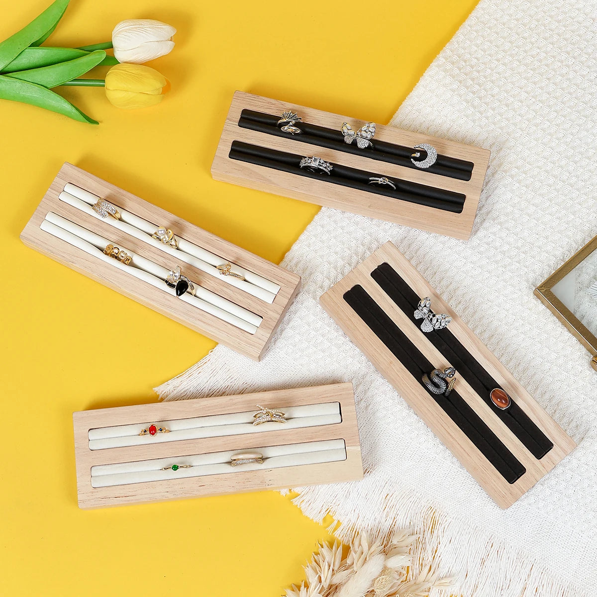 Plateau Bijoux Bois Multi-grille Naturel Maison