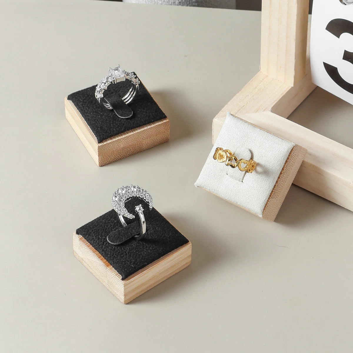 Porte Bague Velours Bois Mariage Voyage