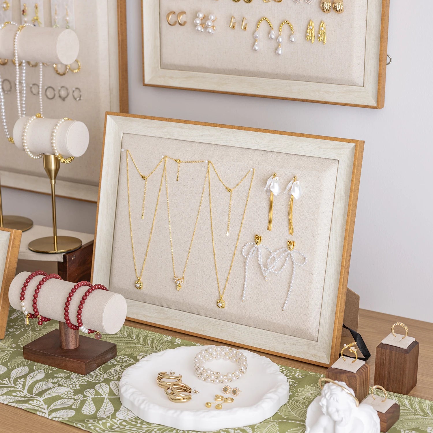 Présentoir Boucles Oreilles Collier Mural Bois