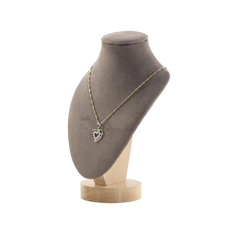 Présentoir Collier Bois Velours Café Boutique
