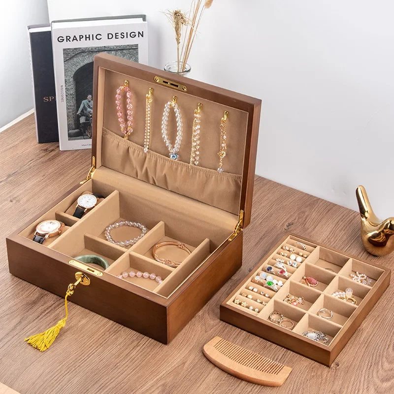 Boite Bijoux Bois Velours Compartiments