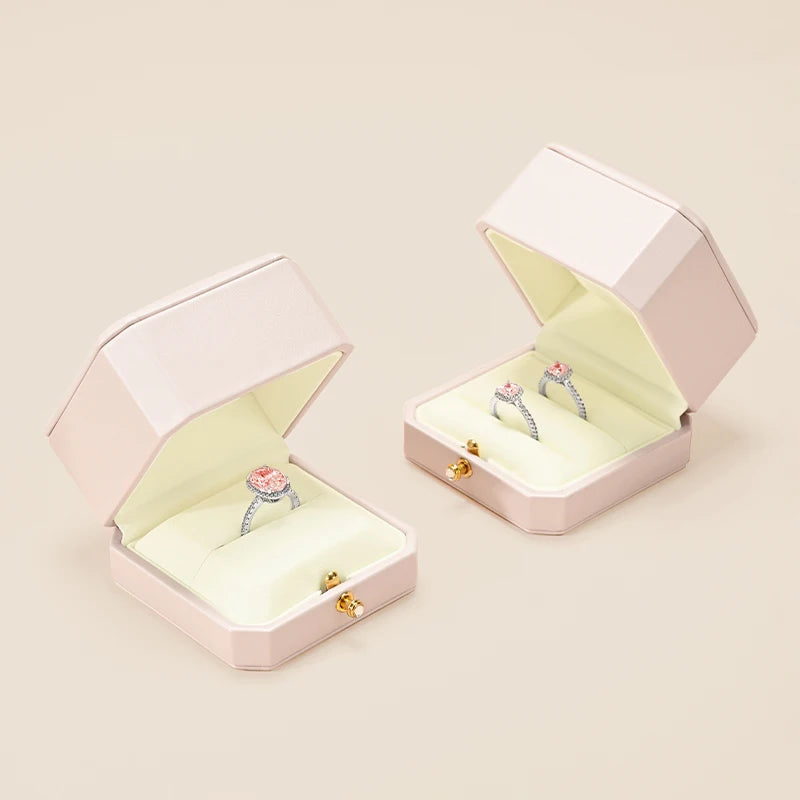 Boîte Bague Velours Simple Double Demande Mariage