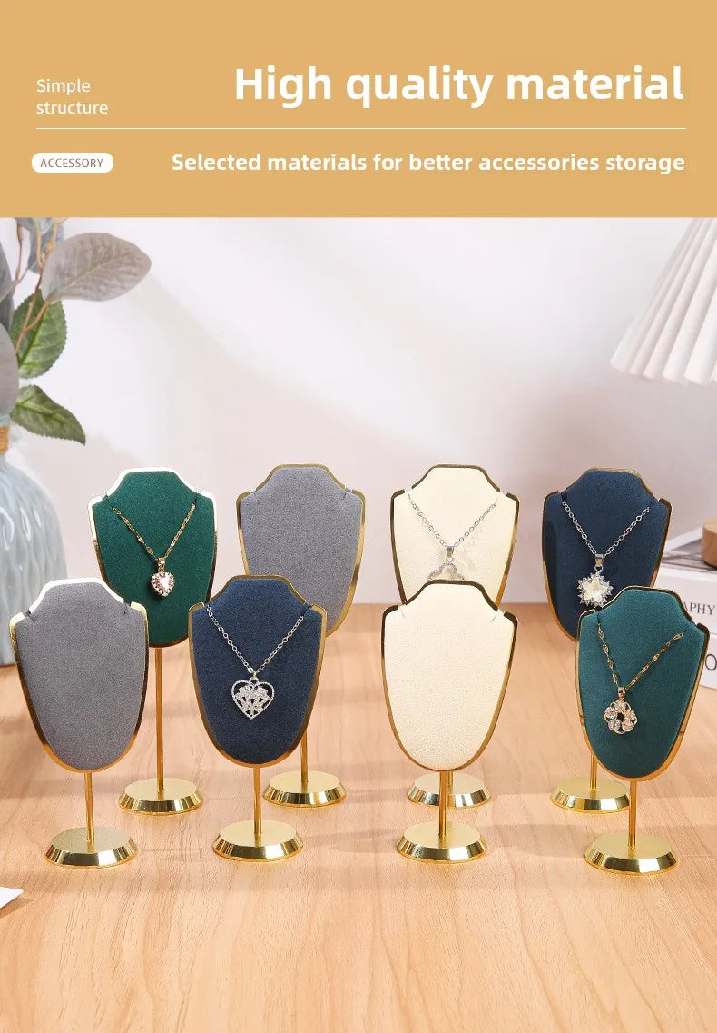 Présentoir Collier Velours Métal Doré Trompette