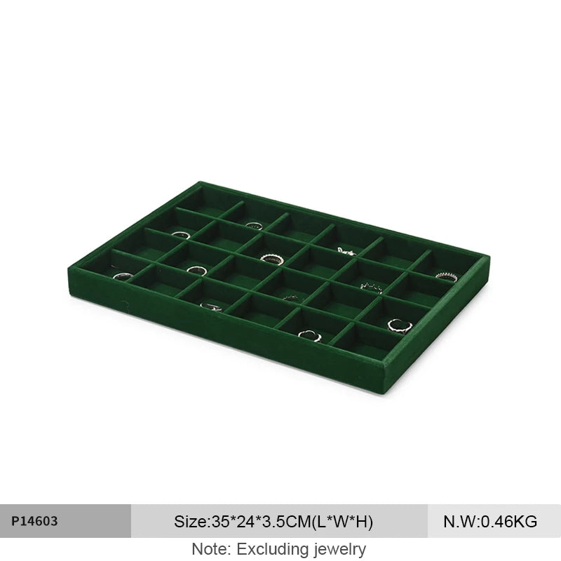 Plateau Bijoux Velours Vert Multi-Configurations