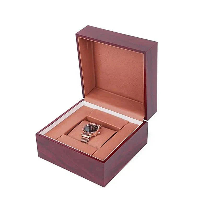 Boîte Montres Bois Cuir Rouge 1 Place