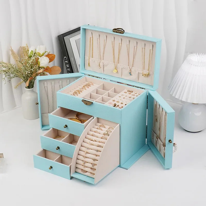 Boîte à Bijoux Cuir Grande Capacité Tiroirs
