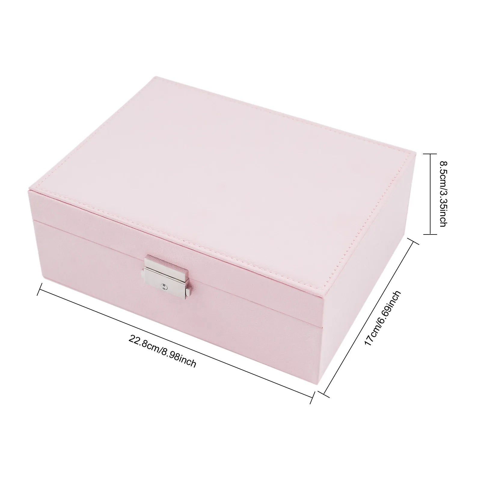 Boîte Bijoux Bois Rose Compartiments Serrure