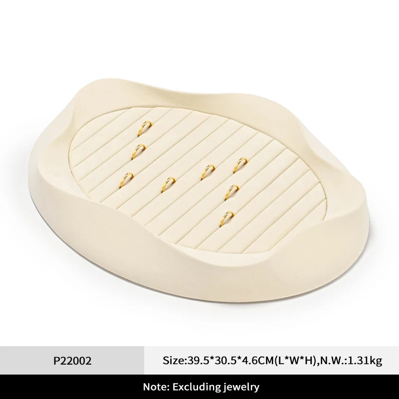 Plateau Bijoux Microfibre Beige Pétale