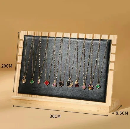 Présentoir Collier Bois Simili Cuir Plat