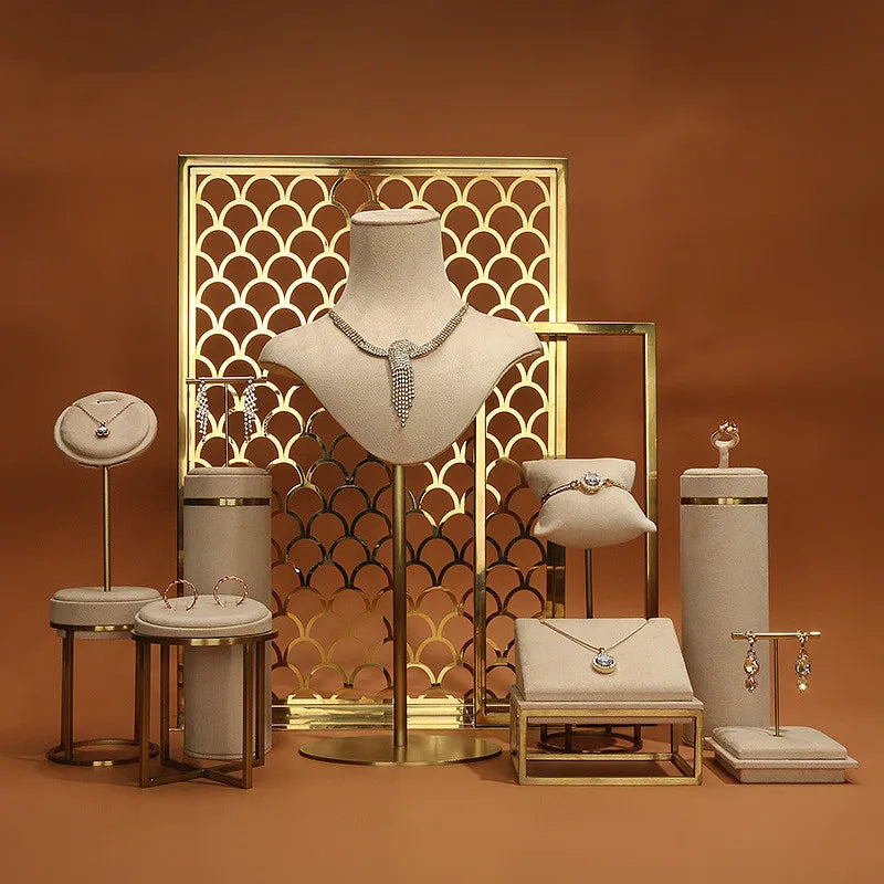 Ensemble Métal Beige Organisateur Bijoux Anneau Collier