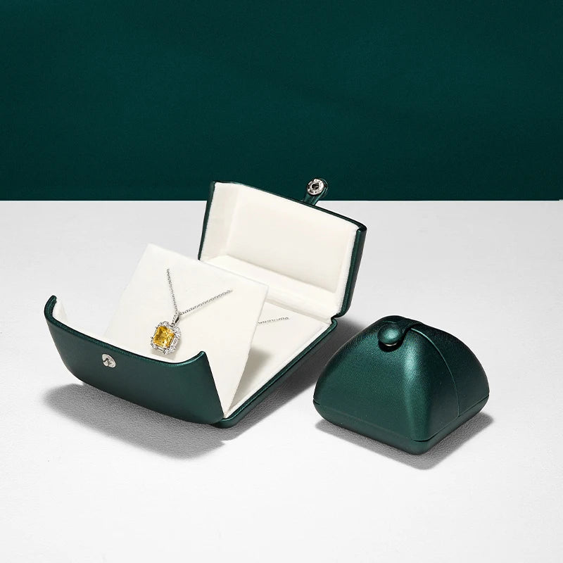 Boîte Bijoux Cuir Vert Mariage Premium