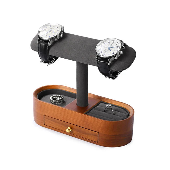 Présentoir Montre Bois Massif Simple Double Tiroir