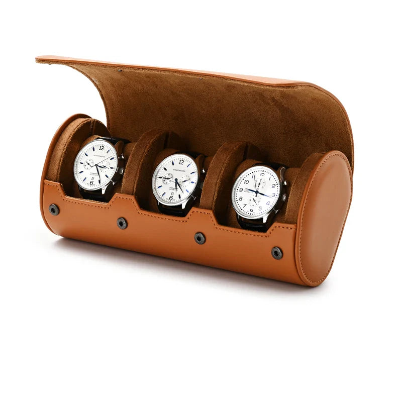 Étui Montre Cuir 3 Emplacements Voyage Compact