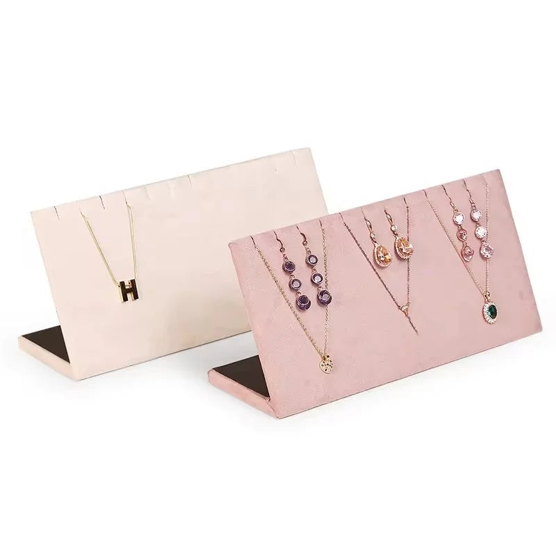 Présentoir Collier Velours Noir Beige Rose