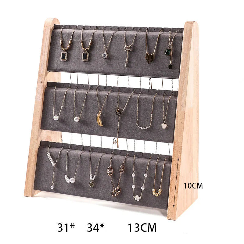 Présentoir Bois 3 Couches Collier Pendentif