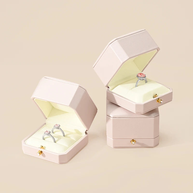 Boîte Bague Velours Simple Double Demande Mariage