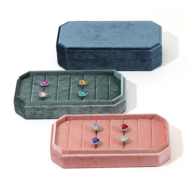 Boîte à Bague Velours Couvercle Rangement