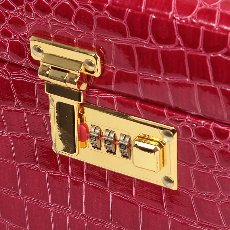 Boîte Bijoux Cuir Croco Luxe Grand Format
