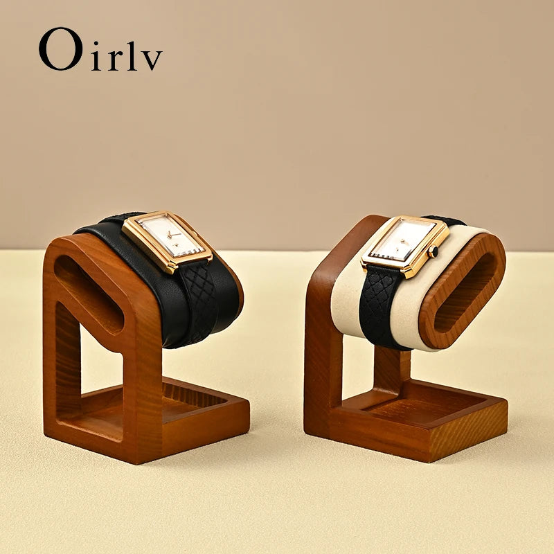 Présentoir Montre Bois Velours Cuir Barre T