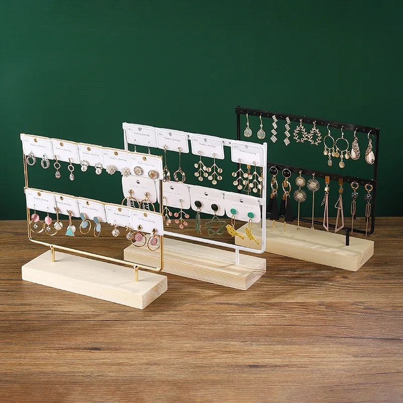 Porte Boucles d'Oreilles Bois Organisateur