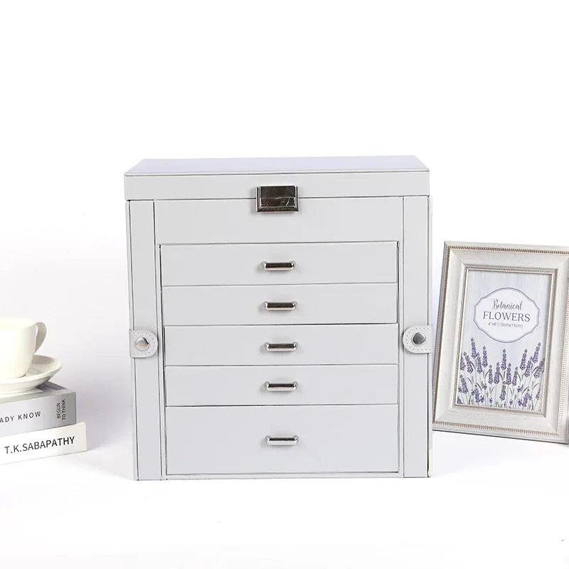 Armoire Bijoux Velours Grande Capacité 6 Niveaux