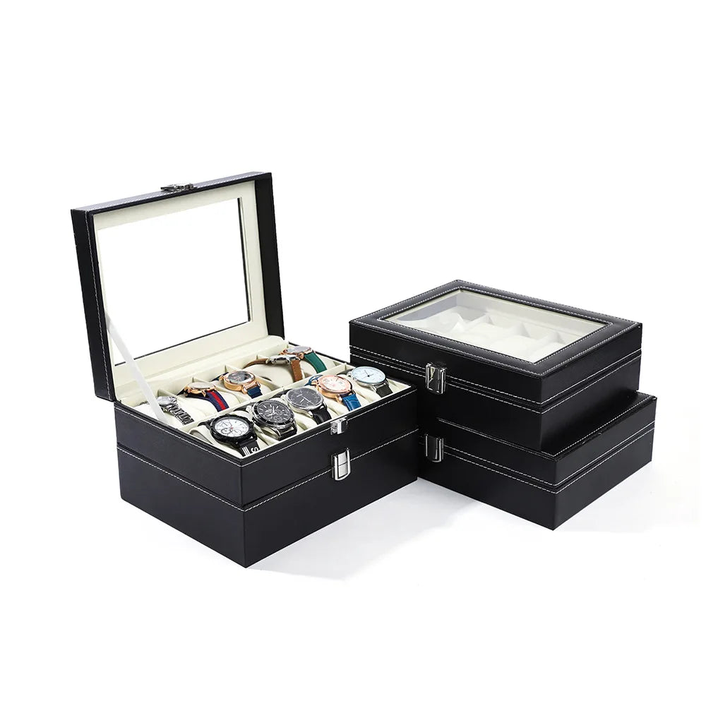 Boîte Rangement Montre Cuir Multi-Emplacements