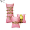 Coussin Présentoir Cuir Rose Montre Bracelet
